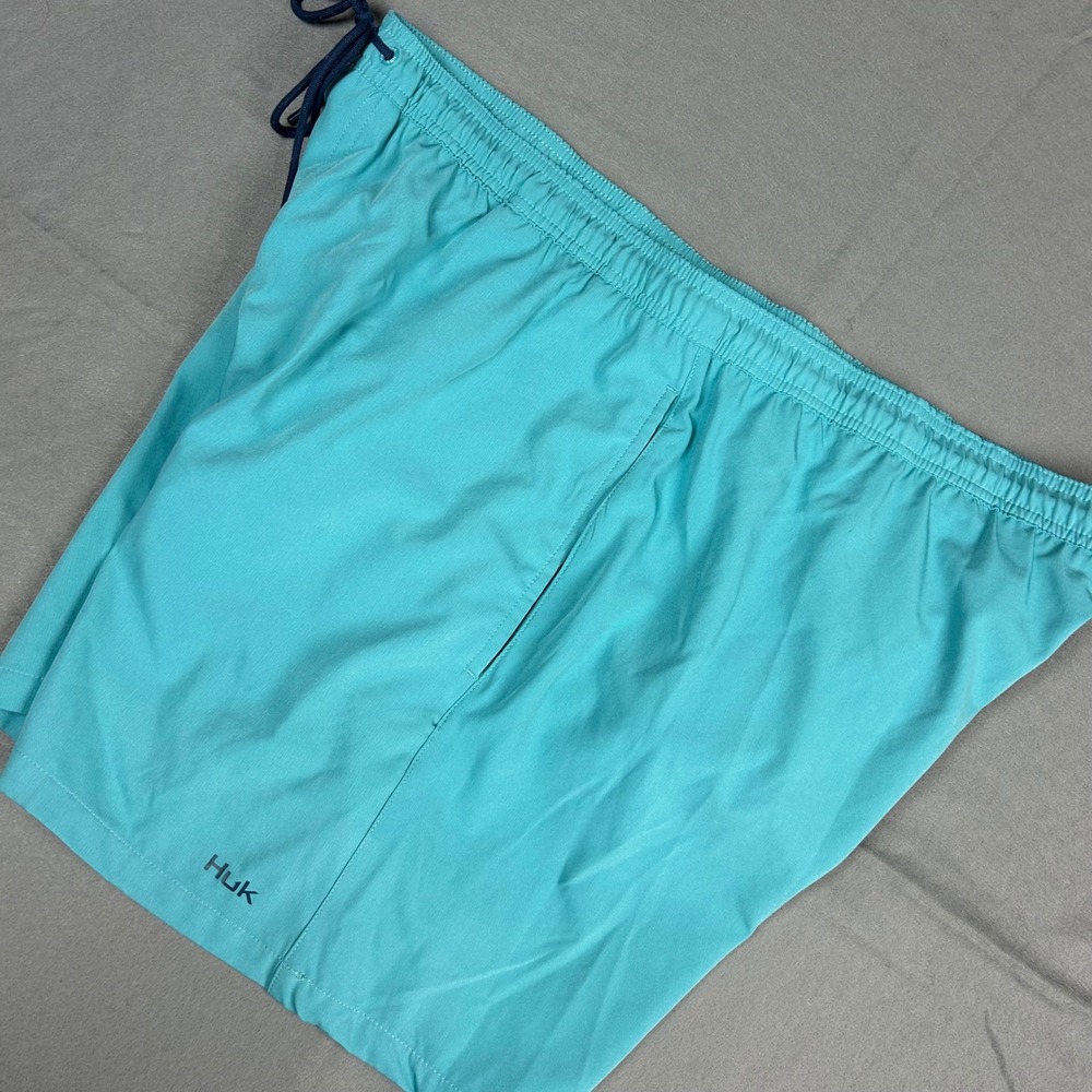 Huk Performance Swim Shorts Elastic Waist Mens XXXL Teal Blue H2000132